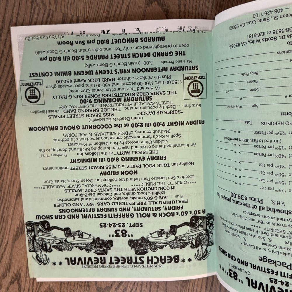 Vtg 1982 1983 Beach Street Revival Santa Cruz Car Rally Programs Ephemera 2pc - Picture 11 of 13